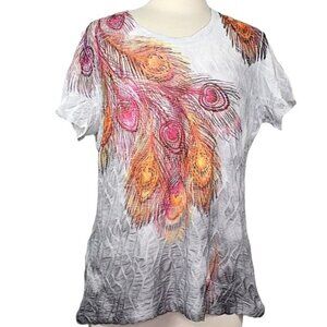 Beautiful Silk-like Boho Peacock Feather Top